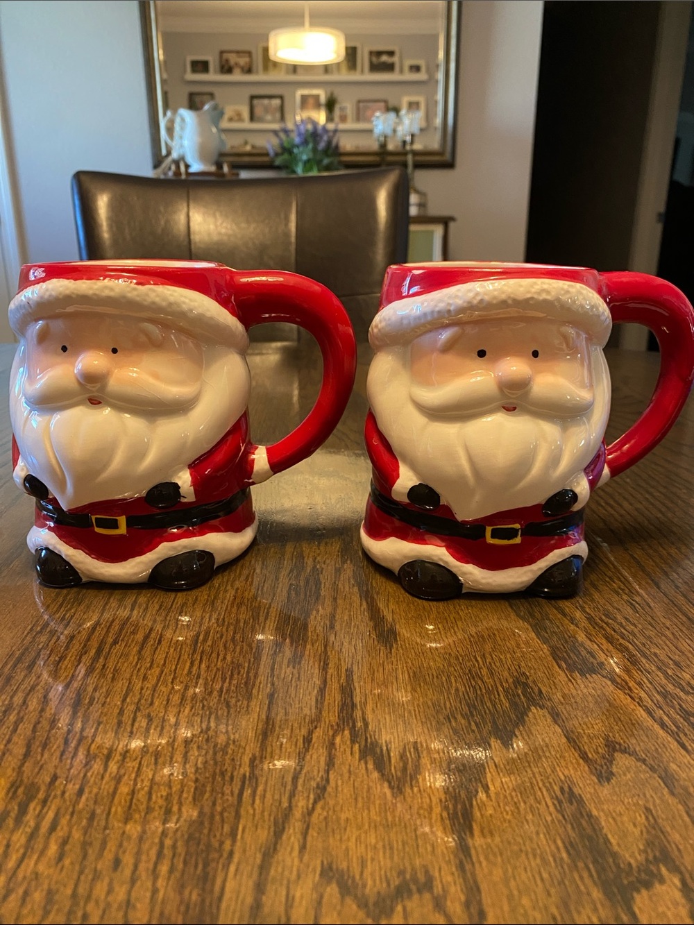 Festive Santa Ceramic Mug - Red and White Holiday Coffee Cup (Set of 2)
